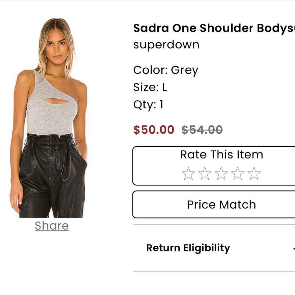 Superdown Heather Gray One Shoulder Bodysuit - image 1